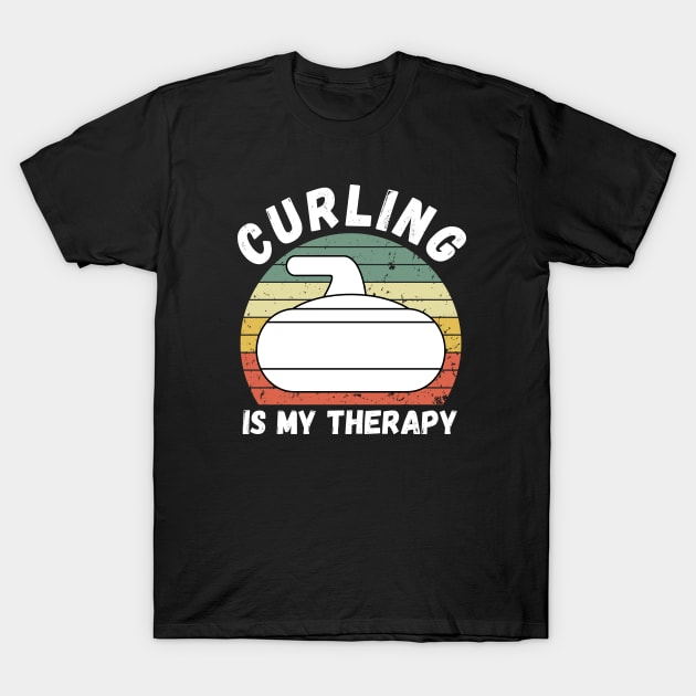 Curling Is My Therapy T-Shirt by footballomatic